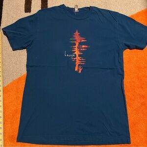 LASSYU Hand Screen Printed OG Design Trees Blue Graphic Band Tee T-Shirt